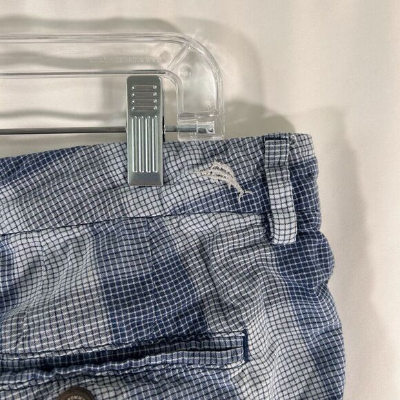 Tommy Bahama Chino Shorts Men's 35 Blue Plaid Button Zip 9.5" Inseam 100% Cotton - Picture 6 of 9